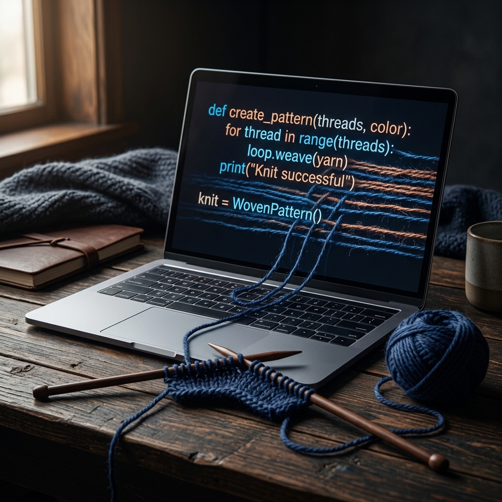 Illustration conceptuelle : le code tricoté comme de la laine